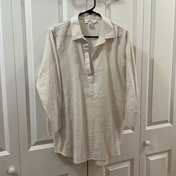 Vineyard Vines cream linen tunic size S - Picture 3 of 4